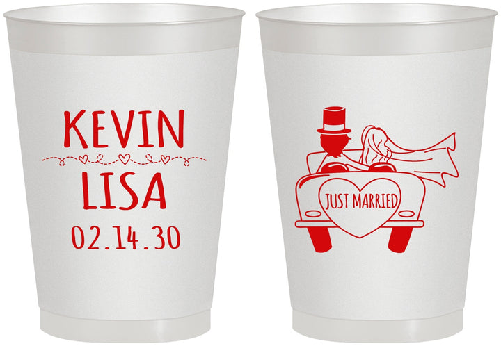 Personalized Wedding 8 oz Frosted Cups - Just Married | 212