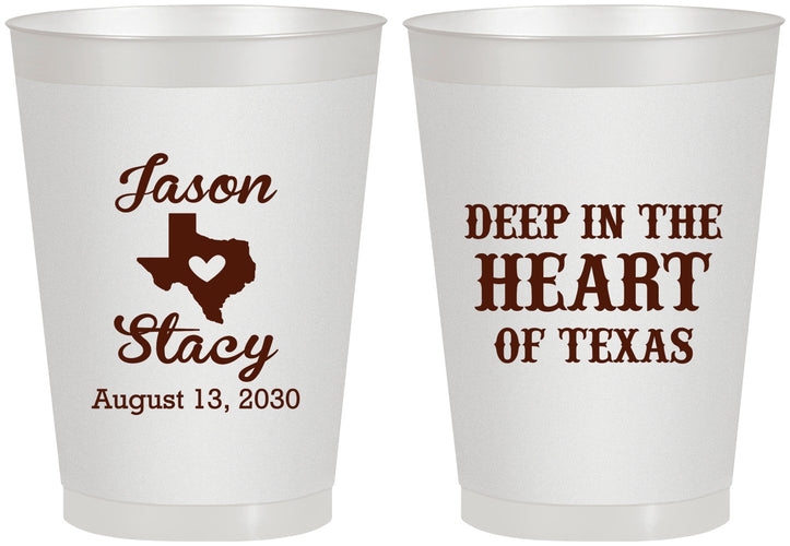 Personalized Wedding 8 oz Frosted Cups - Deep In The Heart Of Texas | 214