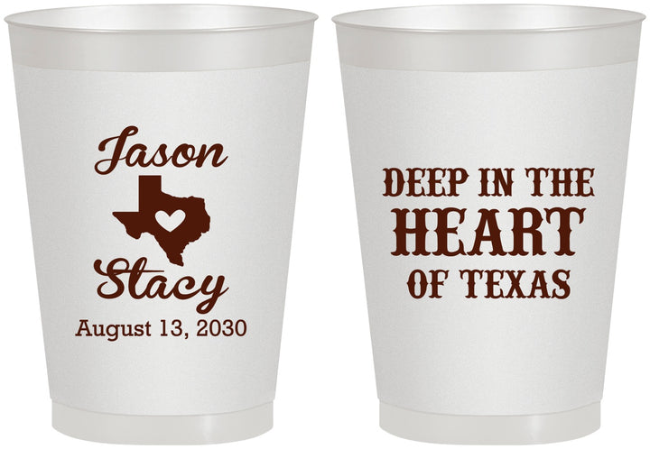 Personalized Wedding 8 oz Frosted Cups - Deep In The Heart Of Texas | 214