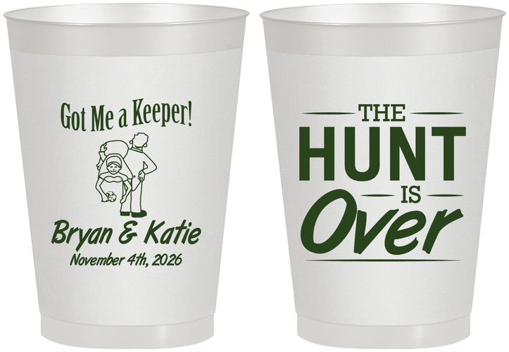Personalized Wedding 8 oz Frosted Cups - The Hunt Is Over | 216
