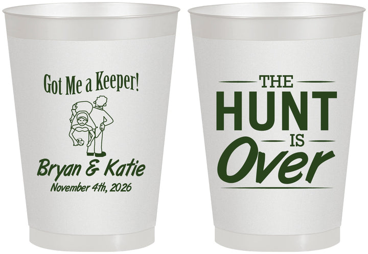 Personalized Wedding 8 oz Frosted Cups - The Hunt Is Over | 216