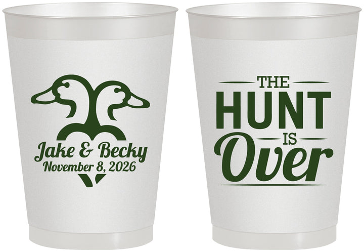 Personalized Wedding 8 oz Frosted Cups - The Hunt Is Over Duck | 217