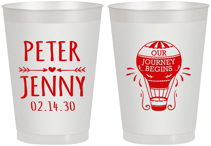Personalized Wedding 8 oz Frosted Cups - Hot Air Balloon | 219