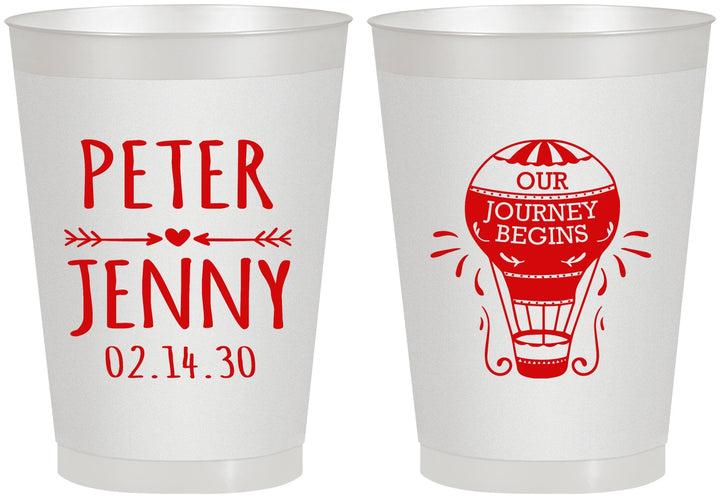 Personalized Wedding 8 oz Frosted Cups - Hot Air Balloon | 219