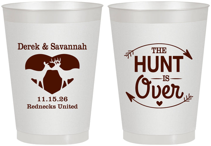 Personalized Wedding 8 oz Frosted Cups - The Hunt Is Over Deer | 220