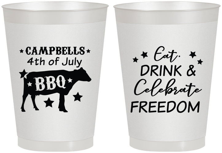 Personalized 4th Of July 8 oz Frosted Cups - Eat Drink Freedom | 220000
