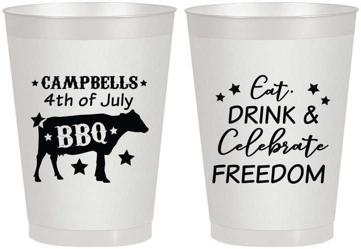Personalized 4th Of July 8 oz Frosted Cups - Eat Drink Freedom | 220000