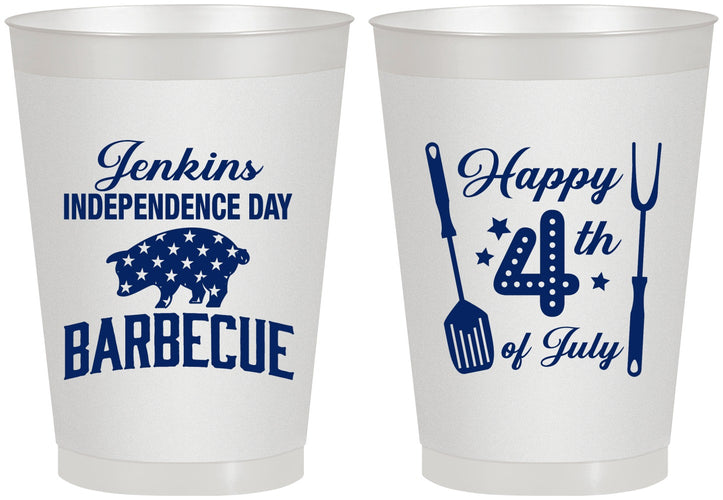 Personalized 4th Of July 8 oz Frosted Cups - Barbecue Bbq | 220001