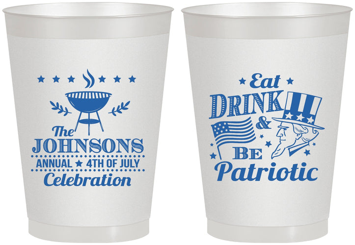 Personalized 4th Of July 8 oz Frosted Cups - Eat Drink Patriotic | 220003