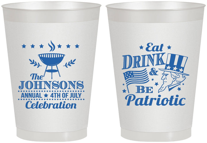 Personalized 4th Of July 8 oz Frosted Cups - Eat Drink Patriotic | 220003