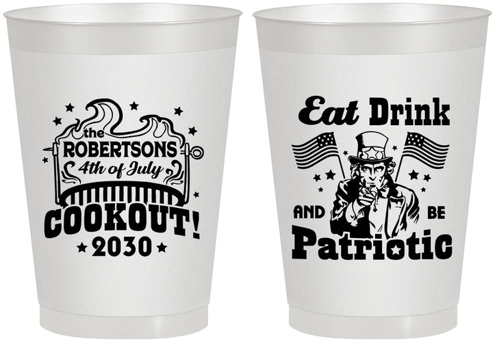 Personalized 4th Of July 8 oz Frosted Cups - Eat Drink Patriotic | 220004