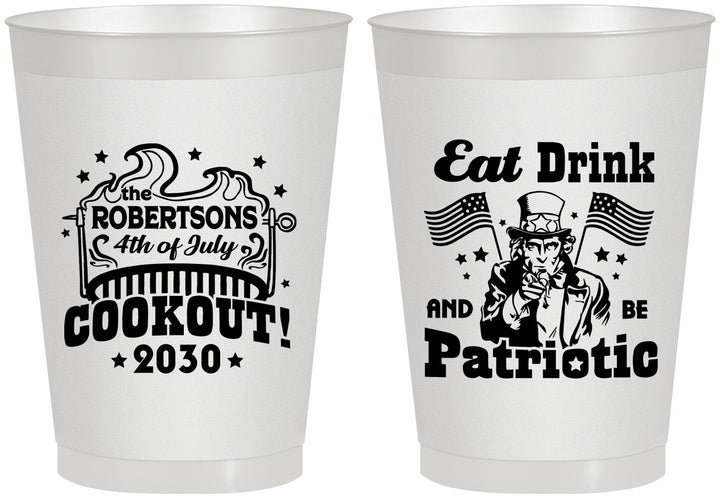 Personalized 4th Of July 8 oz Frosted Cups - Eat Drink Patriotic | 220004