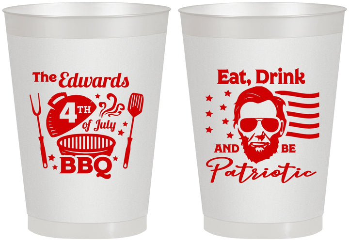 Personalized 4th Of July 8 oz Frosted Cups - Eat Drink Patriotic | 220006