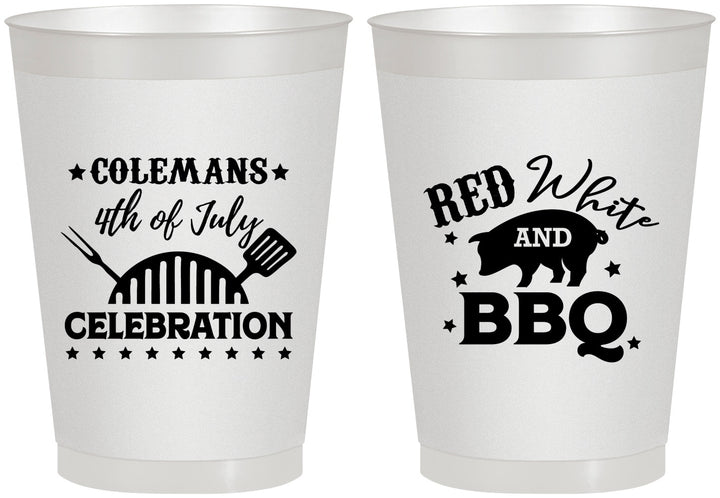 Personalized 4th Of July 8 oz Frosted Cups - Red White Bbq | 220008