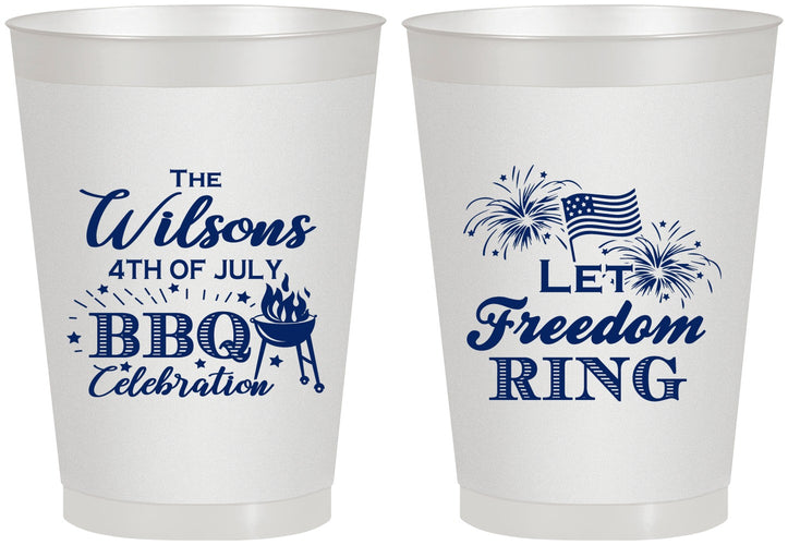 Personalized 4th Of July 8 oz Frosted Cups - Bbq Fireworks | 220009