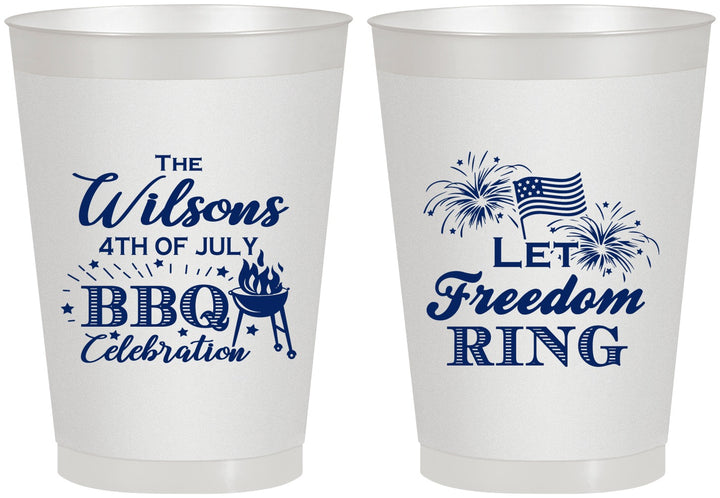 Personalized 4th Of July 8 oz Frosted Cups - Bbq Fireworks | 220009