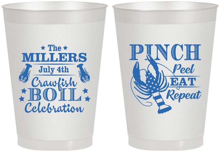 Personalized 4th Of July 8 oz Frosted Cups - Pink Peel Crawfish | 220011