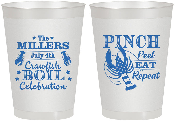 Personalized 4th Of July 8 oz Frosted Cups - Pink Peel Crawfish | 220011