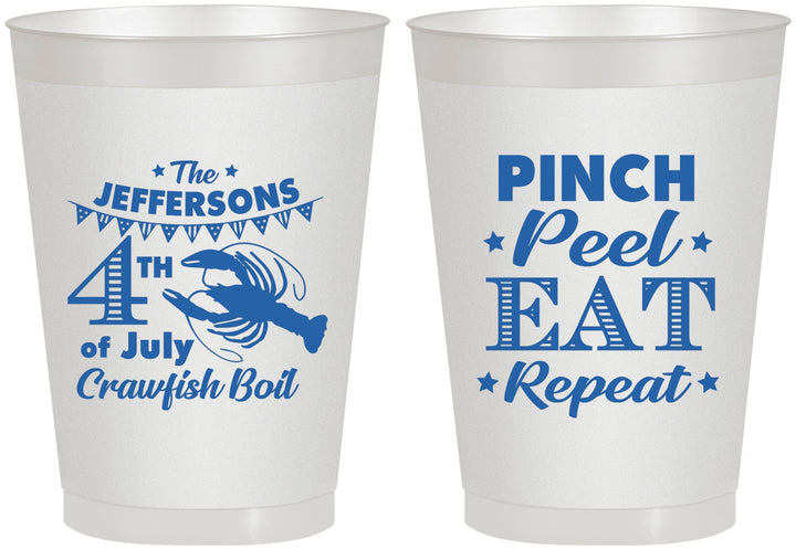 Personalized 4th Of July 8 oz Frosted Cups - Pink Peel Crawfish | 220015