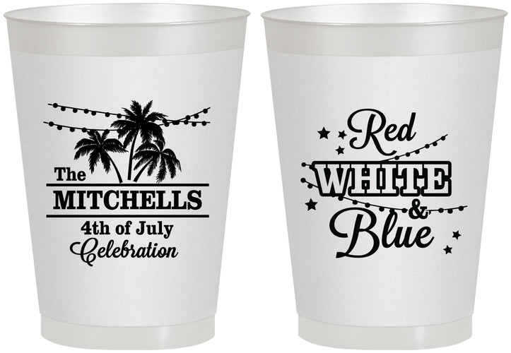 Personalized 4th Of July 8 oz Frosted Cups - Beach Stars Stripes | 220020
