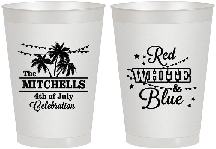 Personalized 4th Of July 8 oz Frosted Cups - Beach Stars Stripes | 220020