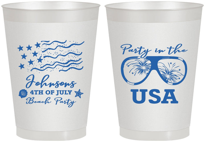 Personalized 4th Of July 8 oz Frosted Cups - Party In The Usa | 220023