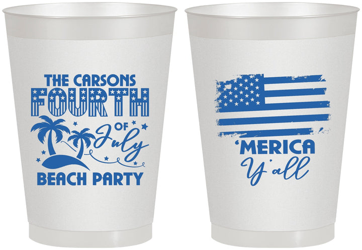 Personalized 4th Of July 8 oz Frosted Cups - Beach Merica Yall | 220027