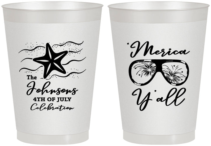 Personalized 4th Of July 8 oz Frosted Cups - Beach Merica Yall | 220028