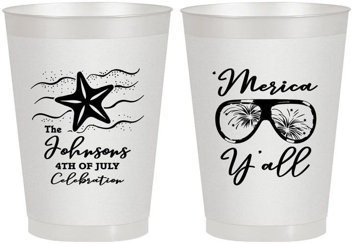 Personalized 4th Of July 8 oz Frosted Cups - Beach Merica Yall | 220028