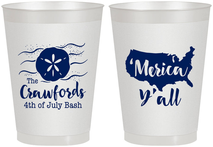 Personalized 4th Of July 8 oz Frosted Cups - Beach Merica Yall | 220029