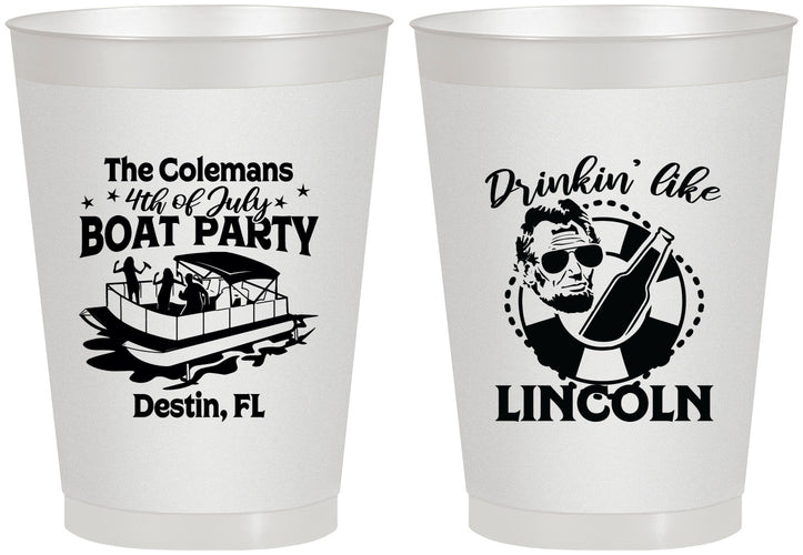 Personalized 4th Of July 8 oz Frosted Cups - Drinkin Like Lincoln | 220032