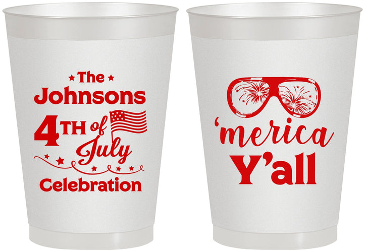 Personalized 4th Of July 8 oz Frosted Cups - Merica Yall | 220034