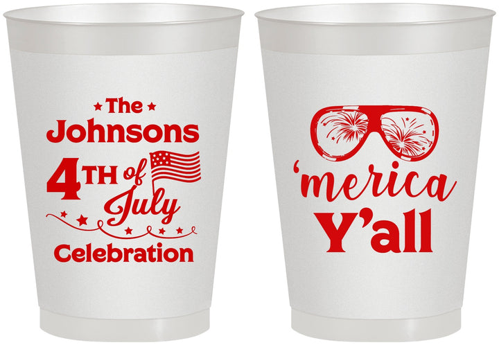 Personalized 4th Of July 8 oz Frosted Cups - Merica Yall | 220034