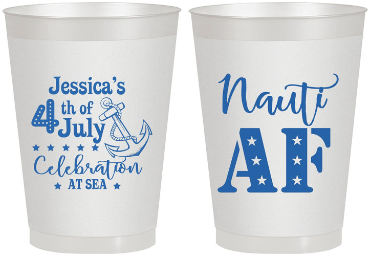 Personalized 4th Of July 8 oz Frosted Cups - Nautical Anchor | 220035