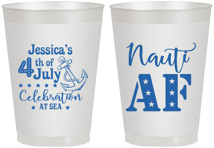 Personalized 4th Of July 8 oz Frosted Cups - Nautical Anchor | 220035