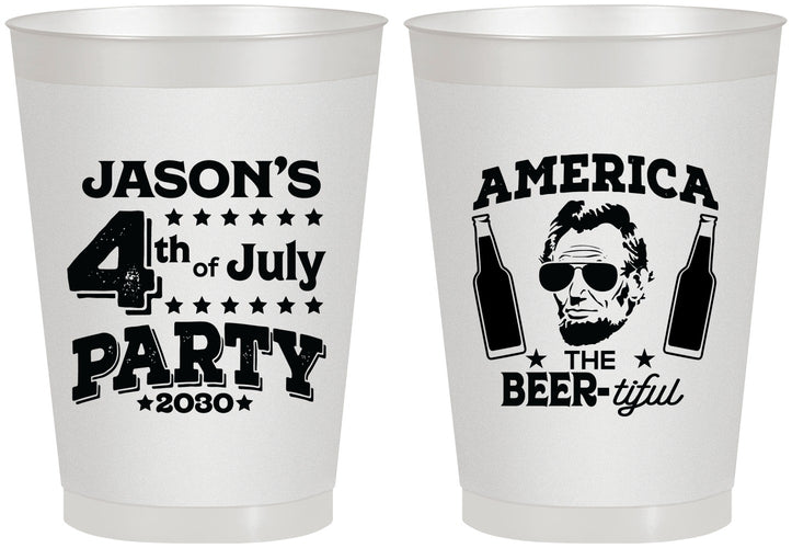 Personalized 4th Of July 8 oz Frosted Cups - Bbq Lincoln | 220036