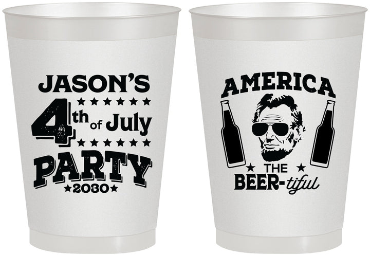 Personalized 4th Of July 8 oz Frosted Cups - Bbq Lincoln | 220036