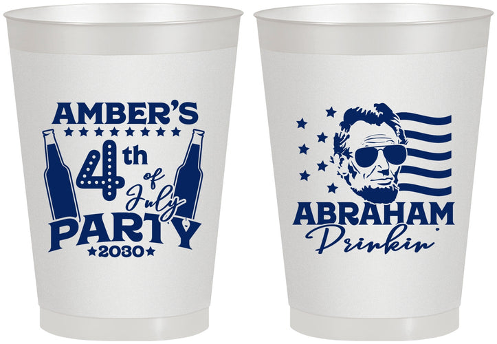 Personalized 4th Of July 8 oz Frosted Cups - Abraham Drinkin | 220037