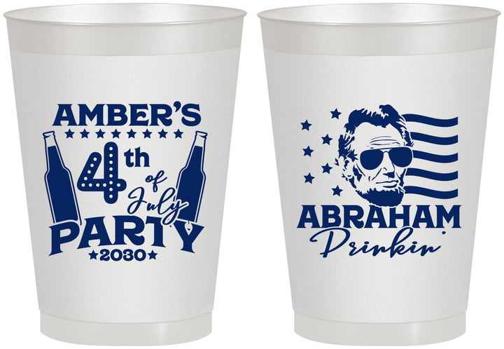 Personalized 4th Of July 8 oz Frosted Cups - Abraham Drinkin | 220037