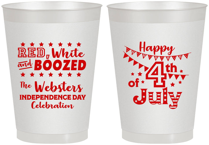 Personalized 4th Of July 8 oz Frosted Cups - Red White Booze | 220042
