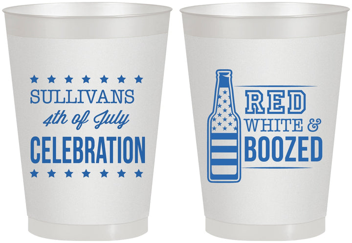 Personalized 4th Of July 8 oz Frosted Cups - Red White Booze | 220043