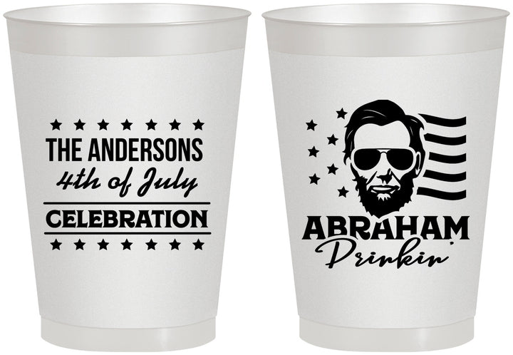 Personalized 4th Of July 8 oz Frosted Cups - Abraham Drinkin | 220044