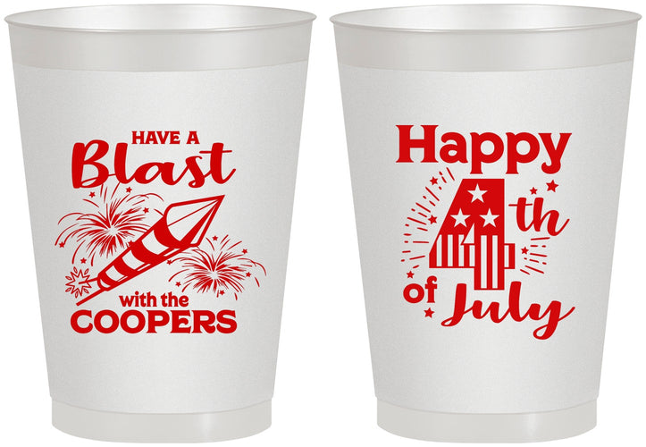 Personalized 4th Of July 8 oz Frosted Cups - Fireworks | 220046