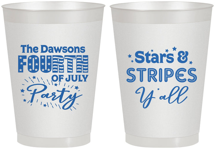 Personalized 4th Of July 8 oz Frosted Cups - Stars Stripes | 220047