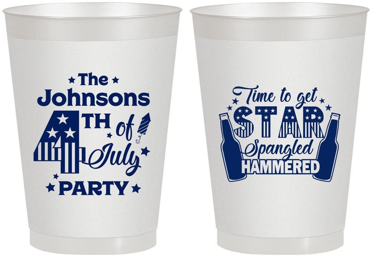 Personalized 4th Of July 8 oz Frosted Cups - Star Spangled Hammered | 220049