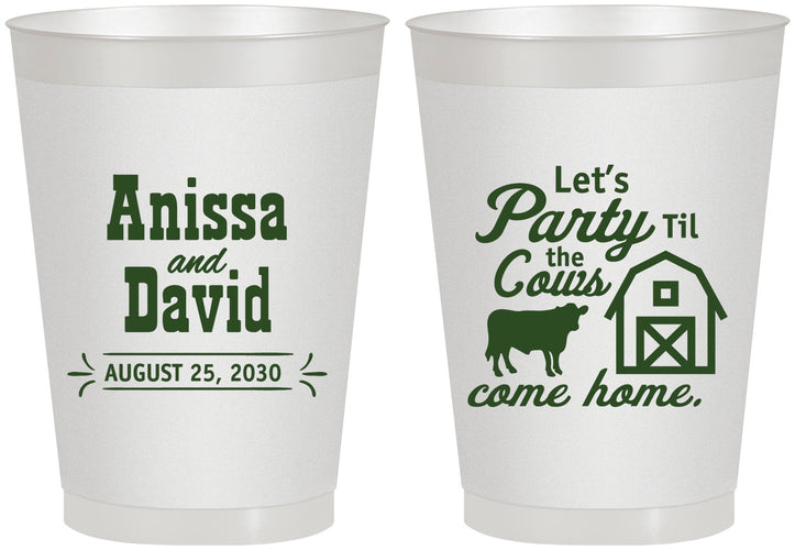 Personalized Wedding 8 oz Frosted Cups - Party Til The Cows Come Home | 222