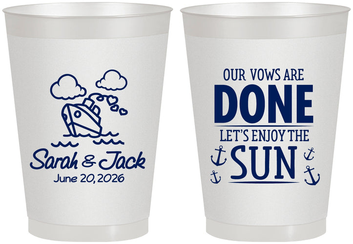 Personalized Wedding 8 oz Frosted Cups - Vows Are Done Cruise | 229