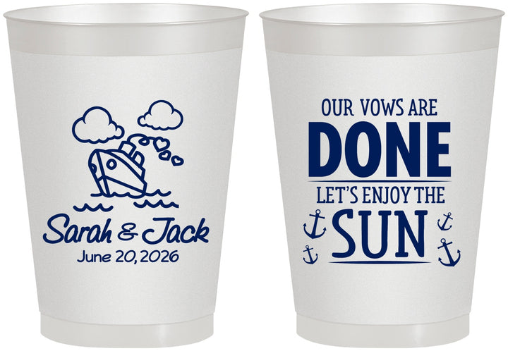 Personalized Wedding 8 oz Frosted Cups - Vows Are Done Cruise | 229
