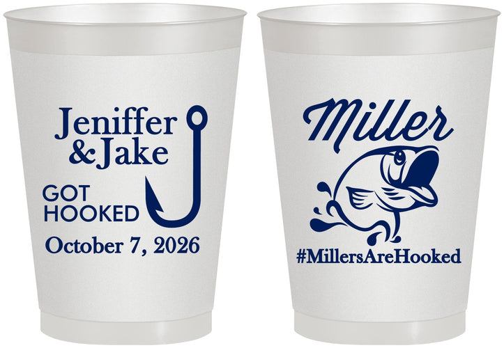 Personalized Wedding 8 oz Frosted Cups - Got Hook Fish | 230