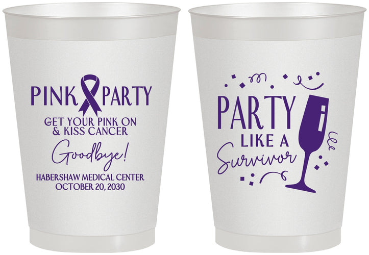 Personalized Awareness 8 oz Frosted Cups - Pink Party | 230000